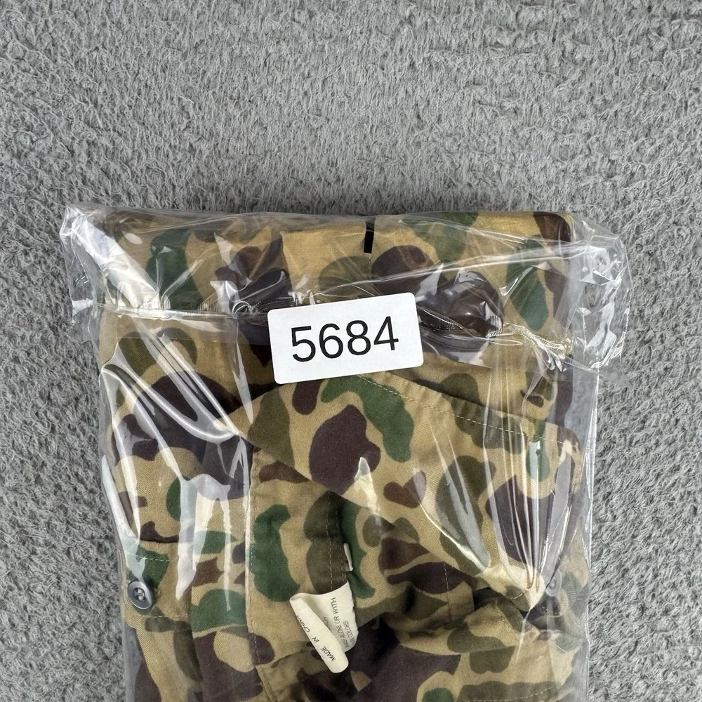 Vintage Camouflage Hunting Shirt Sz Large Camo Military Survival Frog Woodland